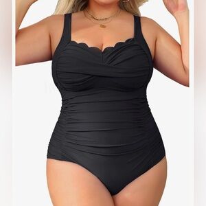 AQUA Eve Black Swimsuits One Piece Tummy Control NWT size XL